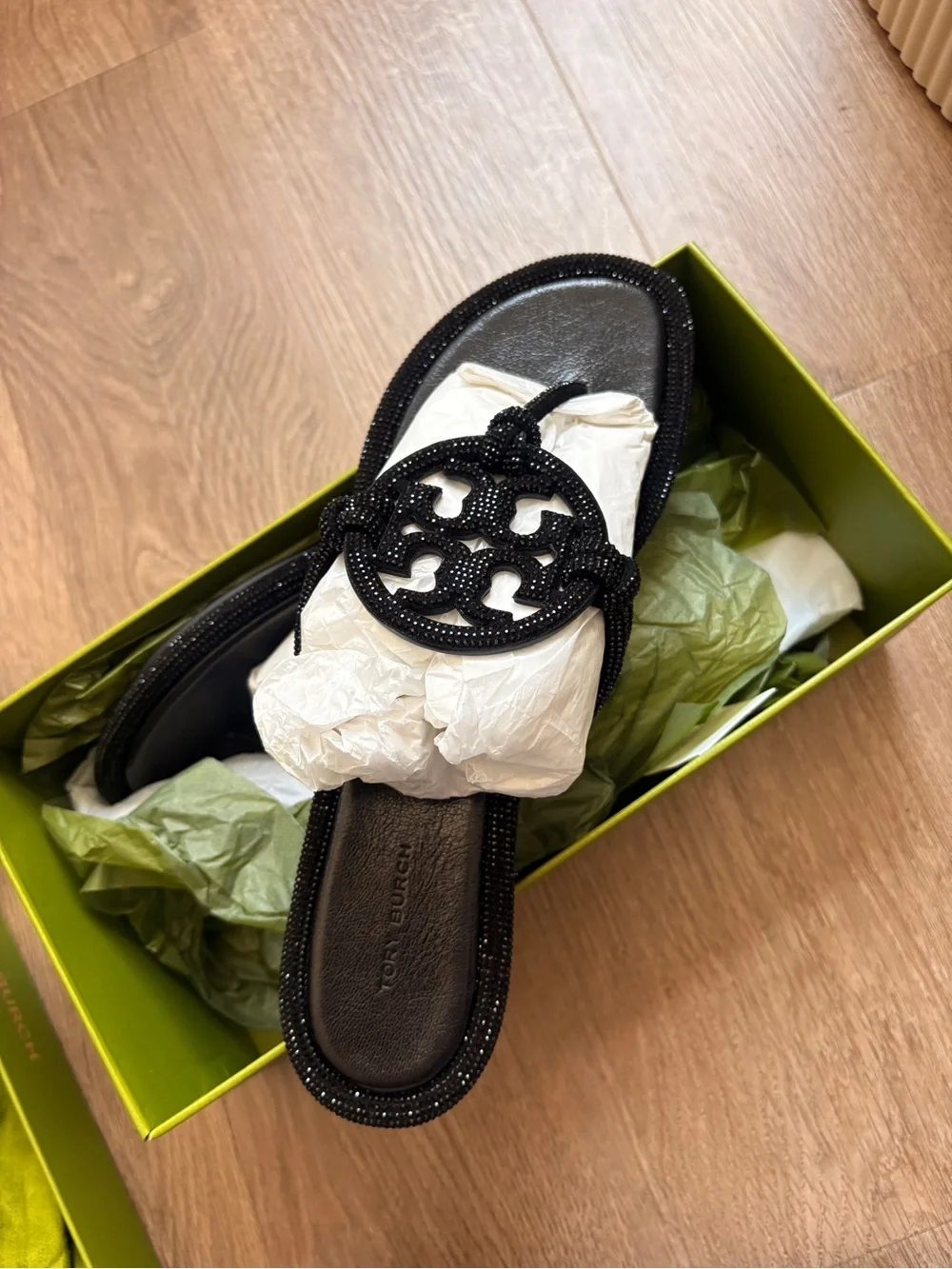 Tory Burch Black Embellished Miller Slide Sandal